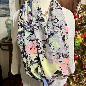 H&M Oversized neon floral sheer infinity scarf summer spring flowy